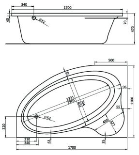 Santek Эдера 170х110 R асимметричная белая 1WH111994